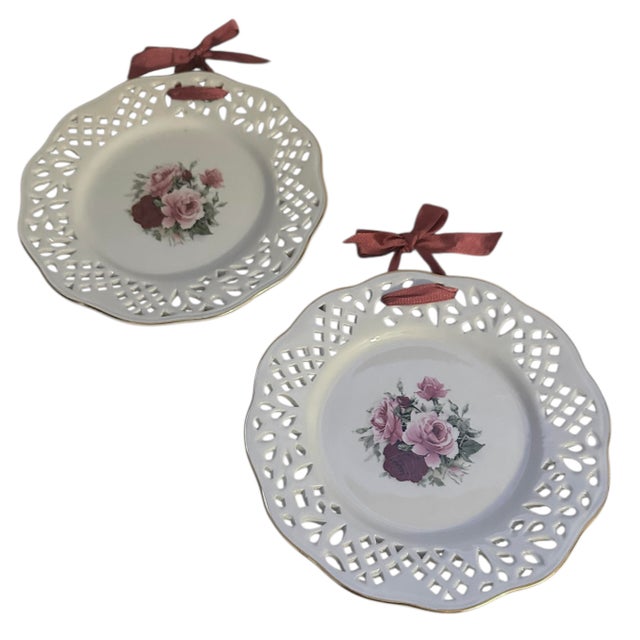 Vintage Formalities by Baum Brothers Victorian Rose Pierced Plates - A Set of 4 For Sale - Image 9 of 11