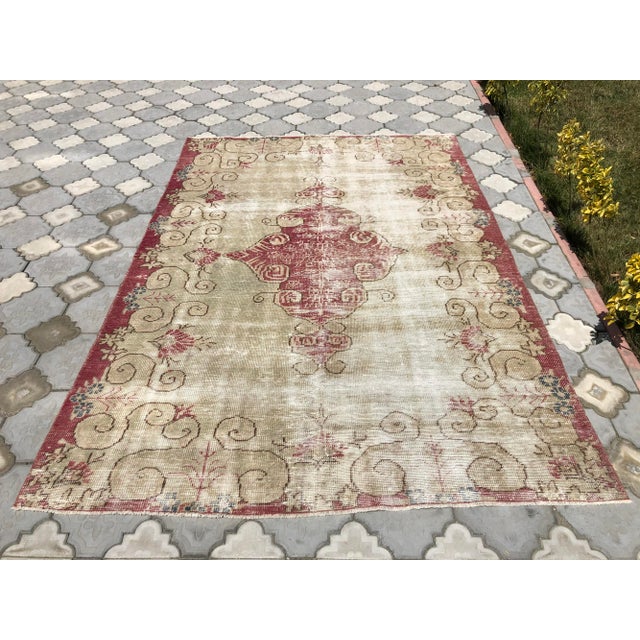 Beautiful vintage Turkish Carpet rug is around 70 years old and in very good condition. This Carpet was hand-woven in the...
