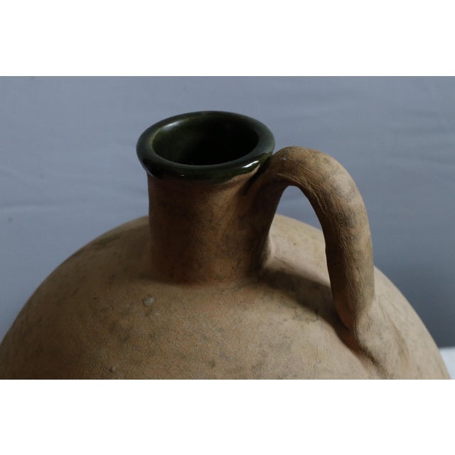 Large Italian Terracotta Amphorae by Vetus Siena With Glazed Green Interior, Signed by Artist For Sale - Image 11 of 11