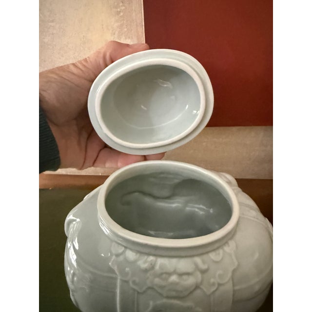 1970s Vintage Wildwood Celadon Elephant Jar | 1979 Limited Edition Ceramic | Asian Inspired Decor For Sale - Image 5 of 12