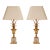 1970s Mid Century French Table Lamps Crystal and Gold Brass Reed Modern Lamps - A Pair For Sale