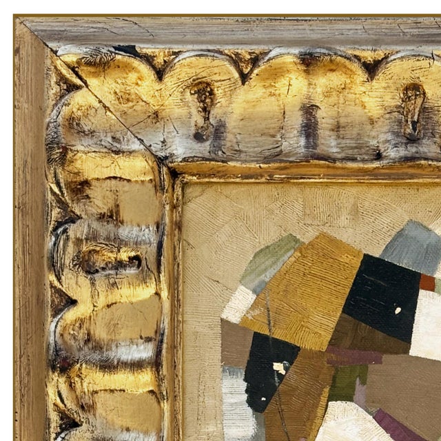 Various Artists Contemporary Neutral Abstract Oil Painting in Vintage Gold Frame For Sale - Image 4 of 6