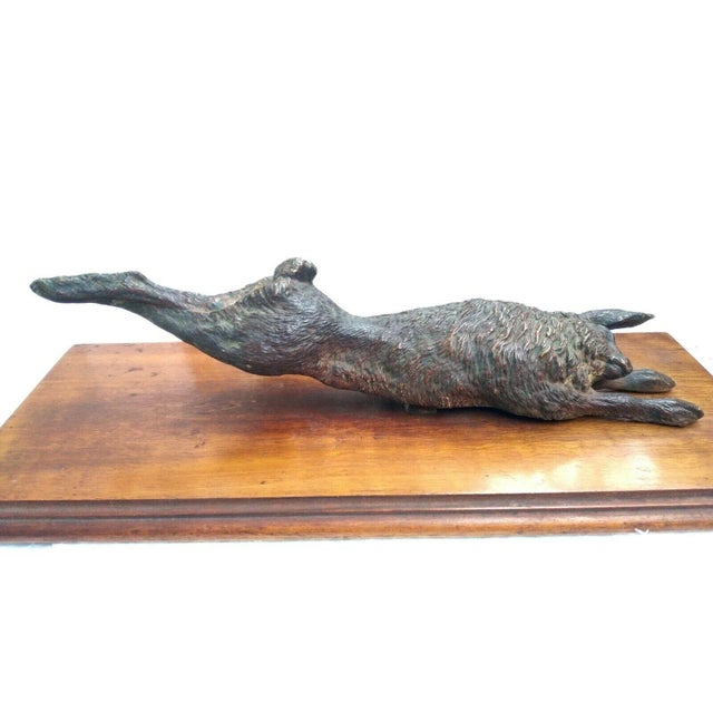 Antique 19th century Vienna bronze paper clip in the form of a rabbit or hare. Exceptional quality and detail. The bronze...