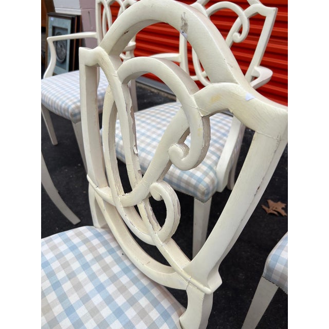 Wood Set of 6 Vintage Custom Upholstered Dining Chairs For Sale - Image 7 of 9