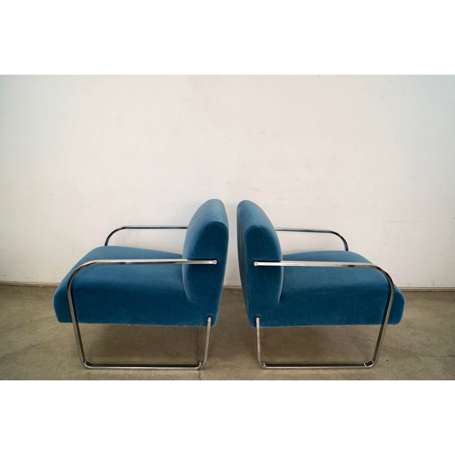 2000’s Art Deco Style Williams Sonoma Mohair Lounge Chairs - A Pair For Sale In Los Angeles - Image 6 of 12