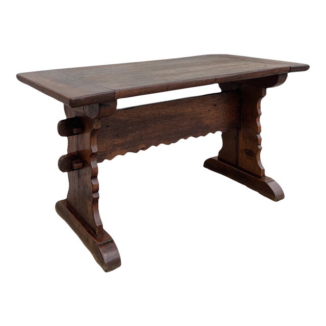 19th Century Belgian Oak Trestle Table For Sale