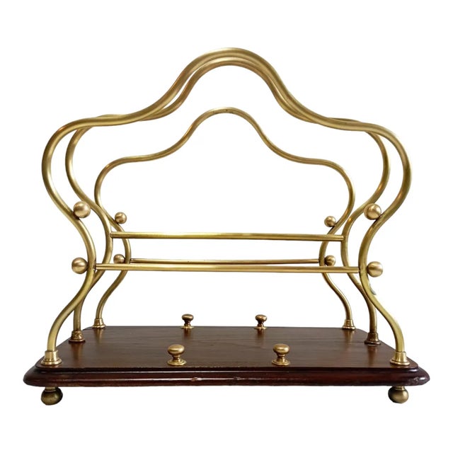 Antique Brass Magazine Rack For Sale - Image 4 of 15