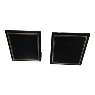 Traditional Black Leather Bookends- a Pair For Sale