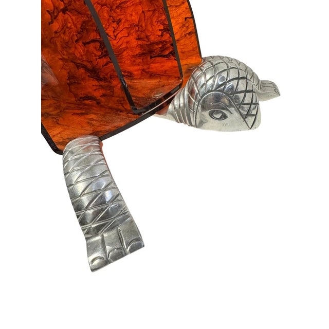Mid-Century Modern Vintage Arthur Court Aluminum Lucite Turtle Magazine Holder For Sale - Image 3 of 8