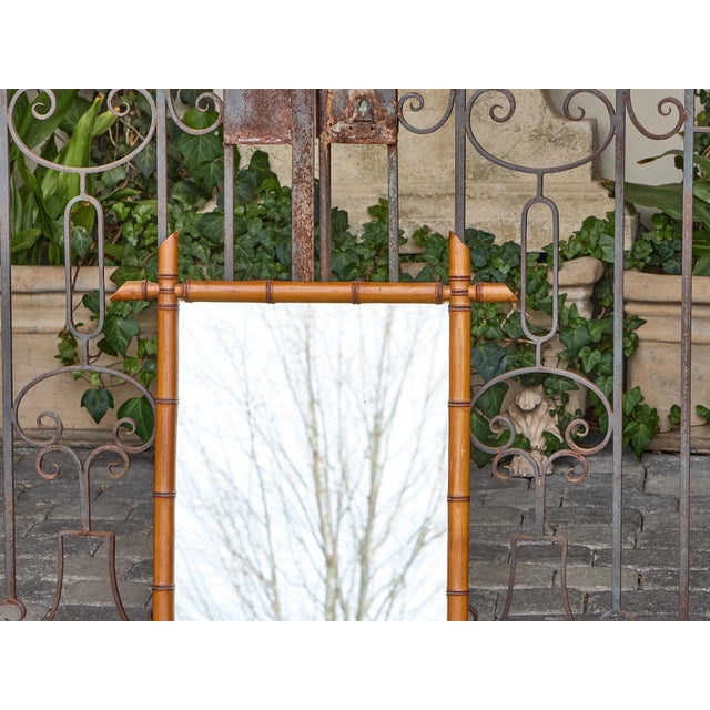 Early 20th Century French Faux Bamboo Wall Mirror with Carved Frame, circa 1900 For Sale - Image 5 of 12