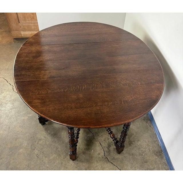 19th Century English Gate Leg Table, Dark-Stained Oak, Jacobean Style For Sale - Image 10 of 15