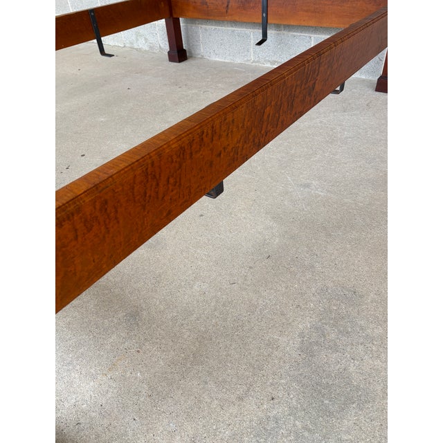 Brown Irion Custom Tiger Maple Shaker Style Poster Full Bed Frame For Sale - Image 8 of 9