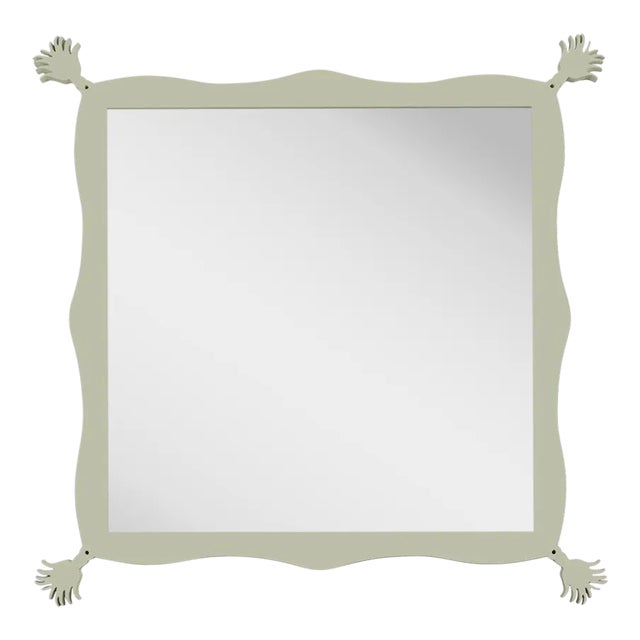 Fleur Home Carnival Iko Iko Square Mirror in Mizzle, 45x45 For Sale