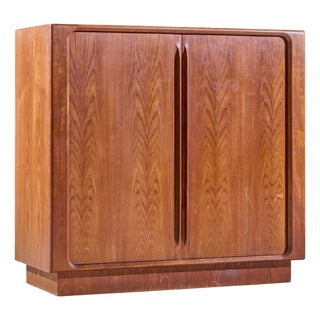 Bernhard Pedersen Mid Century Danish Teak Tambour Armoire Dresser For Sale