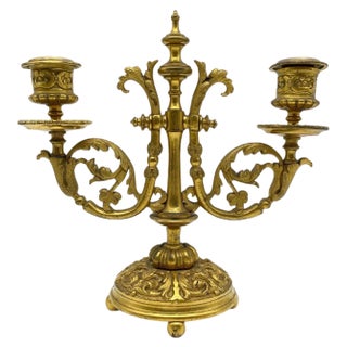 Neoclassical Candlestick in Gilded Bronze, 1900 For Sale