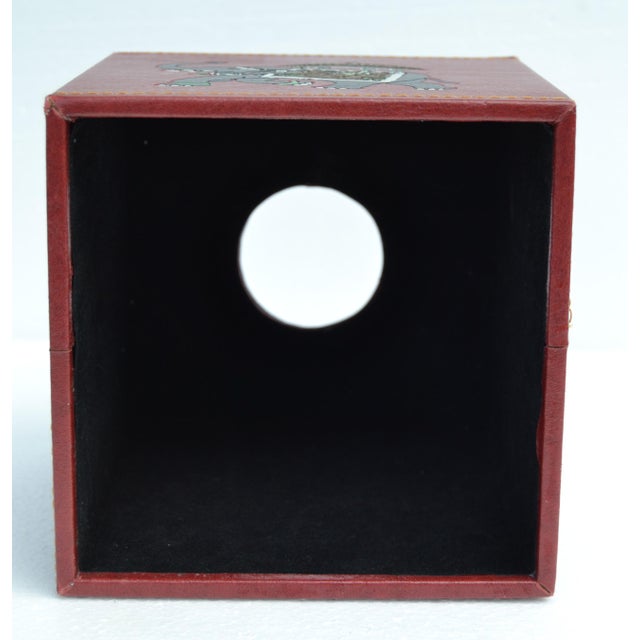 Late 20th Century Burgundy Embossed Leather Elephant Tissue Box Kleenex Cover For Sale - Image 14 of 18