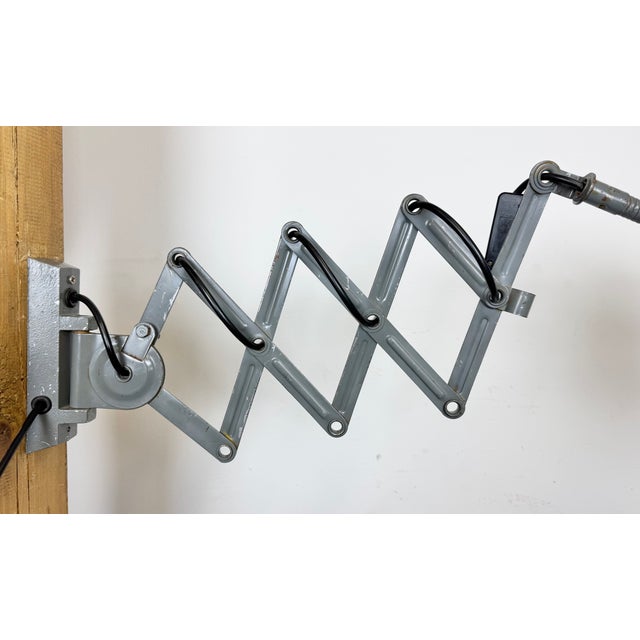 Industrial Grey Scissor Wall Lamp from Elektroinstala, 1960s For Sale - Image 13 of 18