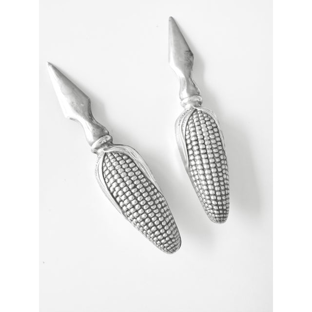 Vintage Sterling Corn on the Cob Picks Skewers Holders 1940, Made by Berry & Co. Set of 8 For Sale - Image 4 of 9