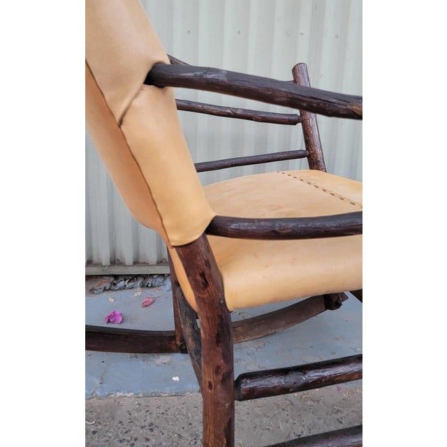 Rustic Old Hickory Barrel Back Rocking Chair For Sale - Image 3 of 11