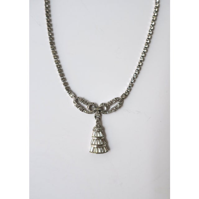 Hollywood Regency Diamond-Esque Tassel Pendant Necklace, Circa Late-20th Century For Sale - Image 3 of 9