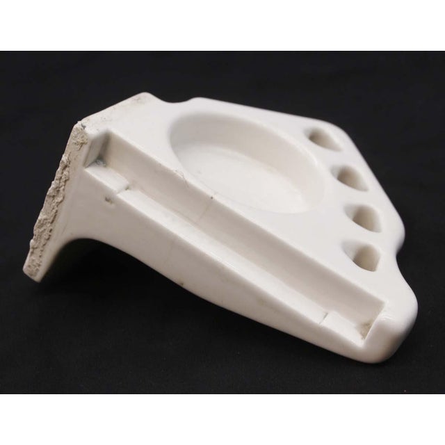 Traditional Vintage White Ceramic Corner Wall Cup & 4 Toothbrush Holder For Sale - Image 3 of 7