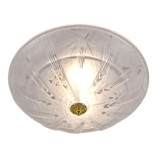 Muller Freres French Art Deco Butterfly Motif Frosted Bowl Flush Mount - 1930s For Sale