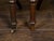 A pair of English Regency style oak Klismos chairs from the 19th century, with carved scrolling decor, geometric inlay and...
