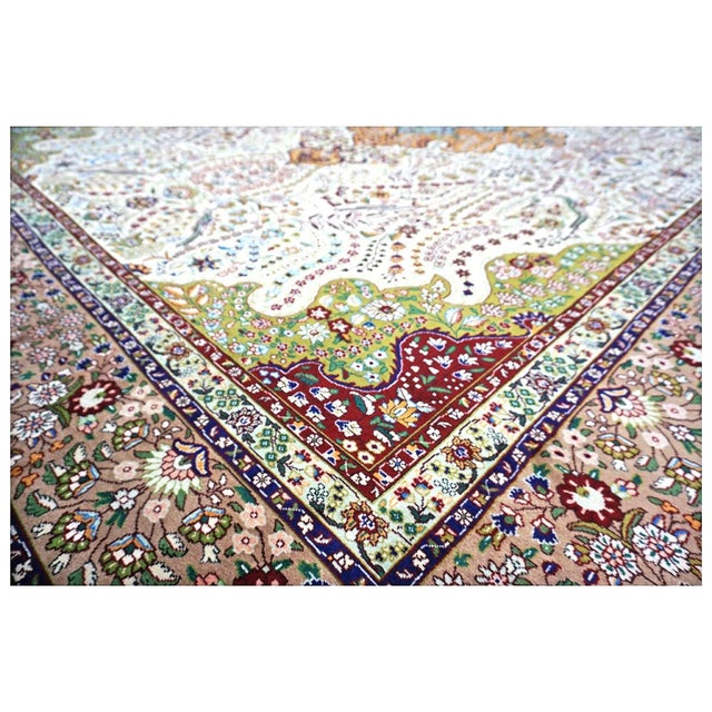Antique Persian Tabriz Pahlavi Wool 10X13 Ivory, Green, Pink & Taupe Handmade Area Rug #9902869 For Sale - Image 13 of 13