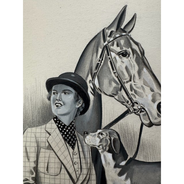 Original graphite pencil drawing by American artist and illustrator Theodore E. Schrock (1879–1952), depicting a stylish...