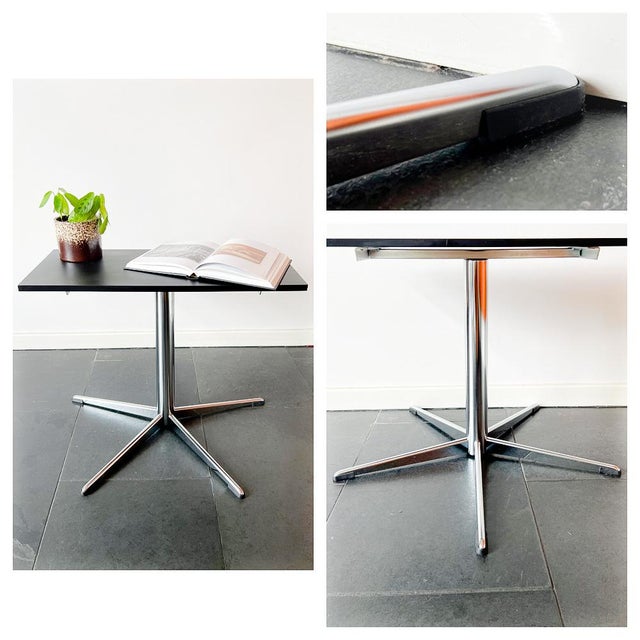 Wood Vintage Side Table in Chrome Frame, Star Base and Rotatable Tabletop For Sale - Image 7 of 11
