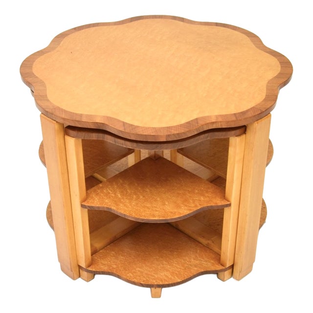 Art Deco Birds Eye Maple Nesting Tables, 1930s, Set of 5 For Sale