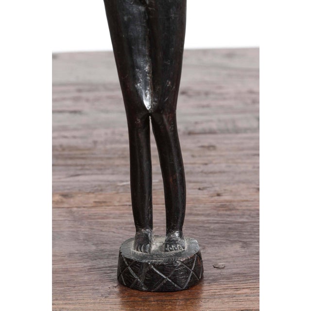 Mid 20th Century Hand-Carved Ebony African Statue by Unknown Sculptor, Folk Art, Kenya For Sale - Image 5 of 11
