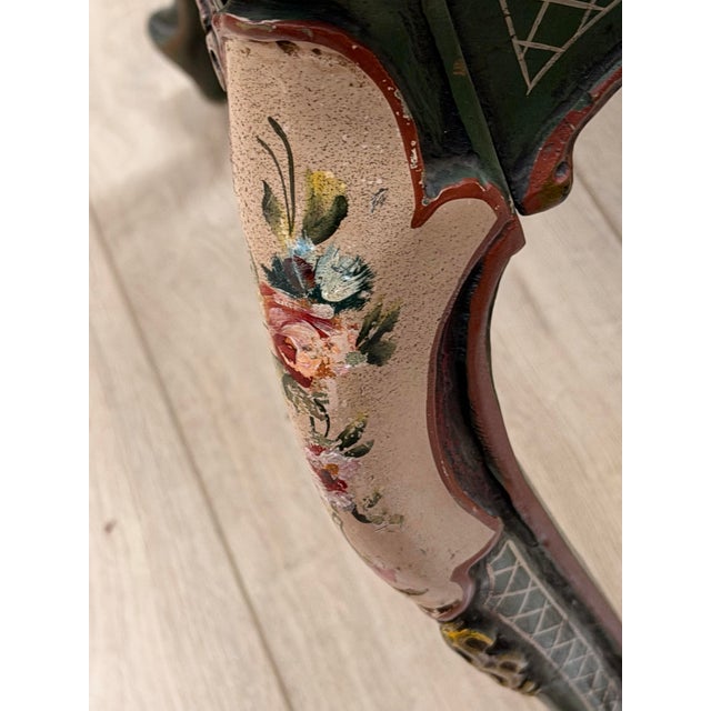 Asparagus Vintage Painted Italian Venetian-Style Chinoiserie Low Coffee Table With Marble Top For Sale - Image 8 of 12