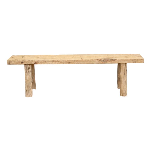 Primitive Bleached Wood Joint Bench For Sale