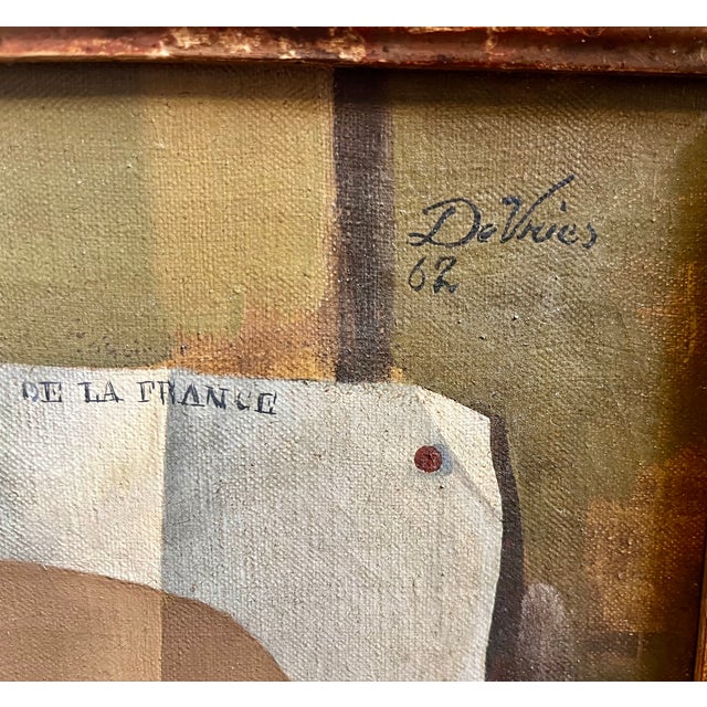 James DeVries French Tromp l'Oeil Still Life Oil Painting on Canvas of Mushrooms - Palm Beach Galleries 1962 For Sale - Image 15 of 18
