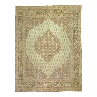 Antique Persian Tabriz Rug Herati Pattern in Brown and Cinnamon Tones - 9'1" x 12'11" For Sale