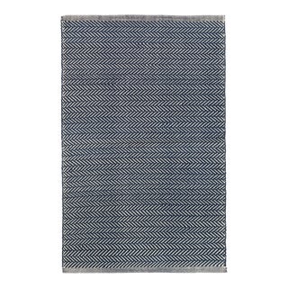 Dash & Albert by Annie Selke Herringbone Indigo Woven Cotton Rug, 9' 6" x 13' 6" For Sale