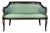 French Empire Style Curved Walnut Settee With Dolphin Arms, New Green Silk For Sale