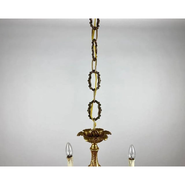 Vintage French Gilt Brass 6-Arm Chandelier, 1960s For Sale - Image 9 of 11