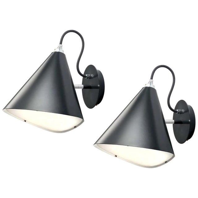 Metal Daniel Becker Emily Wall Lights in Ultra Glossy Black for Moss Objects - a Pair For Sale - Image 7 of 12