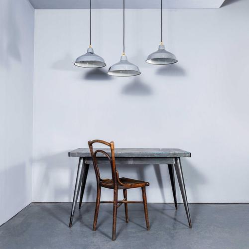 Textile Industrial Grey Enamelled Pendant Lamp from Benjamin, 1950s For Sale - Image 7 of 11