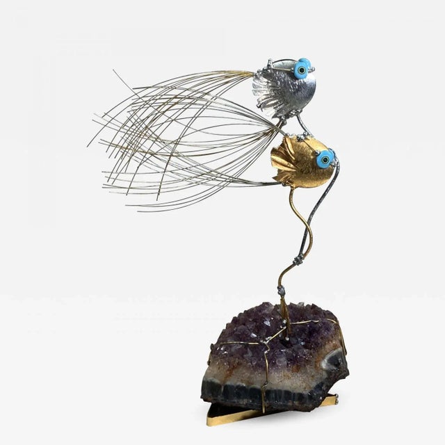 1970s Amethyst Geode Modernist Fish Sculpture For Sale - Image 11 of 11