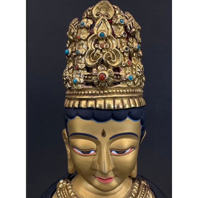Early 20th Century Early 20th Century Gilt-Gold Vajrasattva Statue For Sale - Image 5 of 13