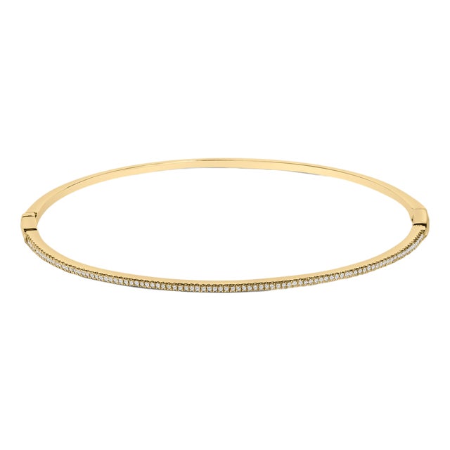 14K Yellow Gold 1/3 Cttw Diamond Half Eternity Bangle Bracelet (I-J Color, I2-I3 Clarity) - 7.75" Inches For Sale
