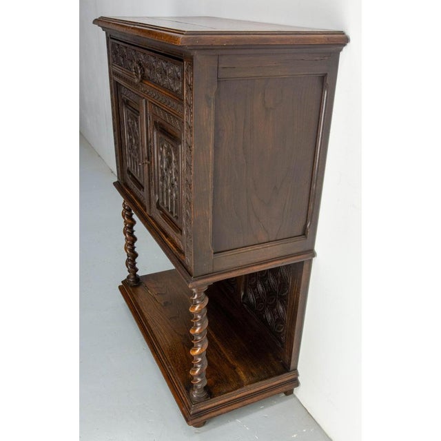 French Neogothic Style Chestnut & Wrought Iron Buffet, Late 19th Century For Sale - Image 5 of 18