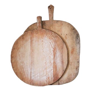 Ext LRG Stacked Antique French Breadboard's Charcuterie S/2 For Sale