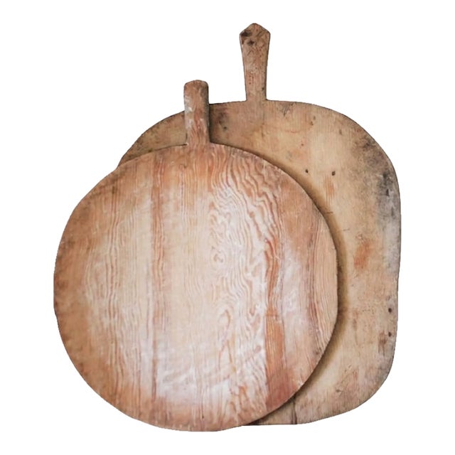 Ext LRG Stacked Antique French Handmade Charcuterie Boards S/2 For Sale