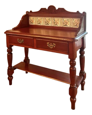 Antique English Pine Washstand With Tile Back