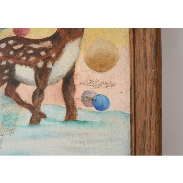 Vintage Mid Century Bubble Bath Boy Surrealist Art Painting For Sale - Image 9 of 10
