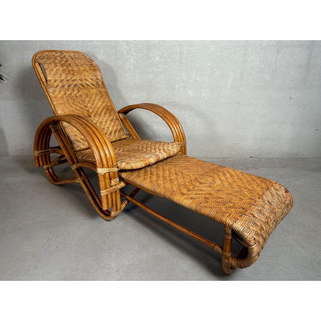 Vintage Chaise Lounge in Wicker, 1970s For Sale - Image 3 of 15
